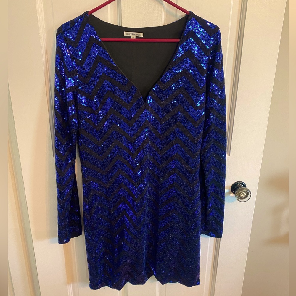 Charlotte Russe size medium blue and black sequin dress
